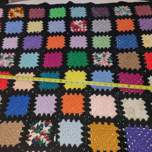 Vintage Crochet Handmade Afghan Granny Square Throw Blanket - Picture 6 of 11